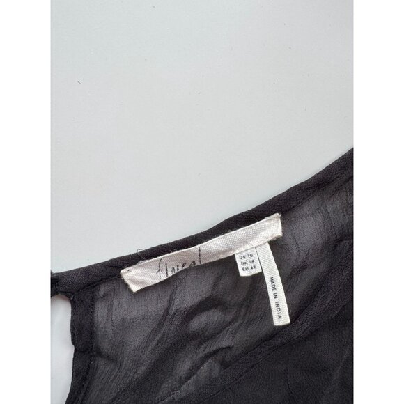 FLOREAT Nalini Black Floral Embroidered Beaded Organza A-Line Blouse, Size 10 - Picture 13 of 15